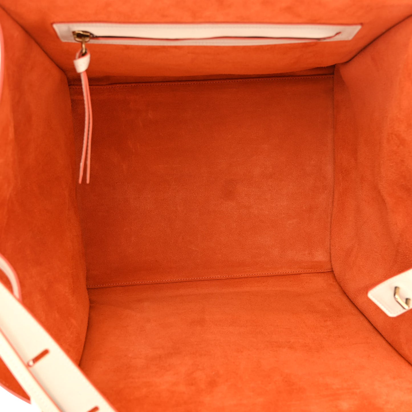 Smooth Calfskin Medium Phantom Luggage Chalk Orange Trim