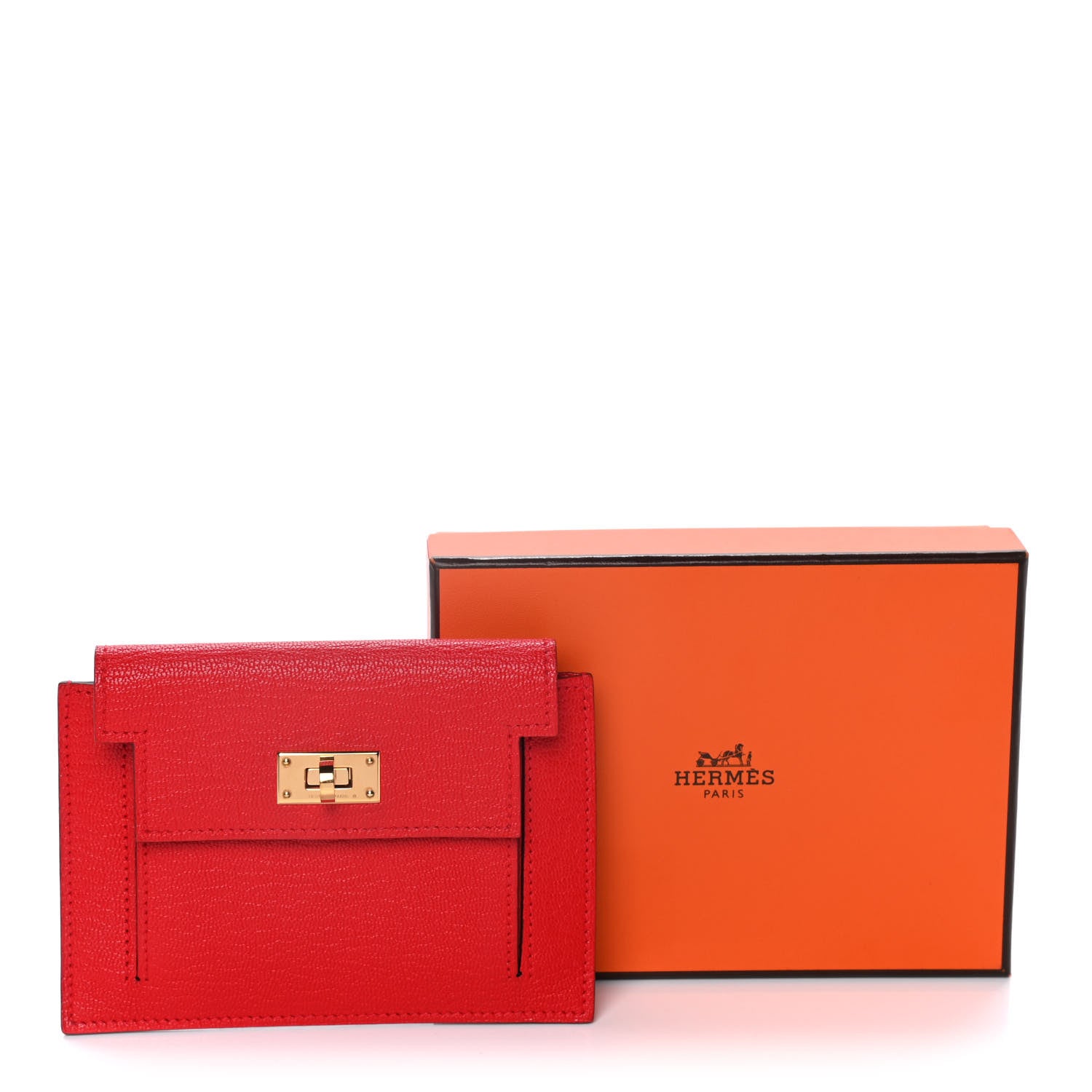 Hermes Chevre Mysore Kelly Pocket Compact Wallet Rouge de Coeur 12 of 12