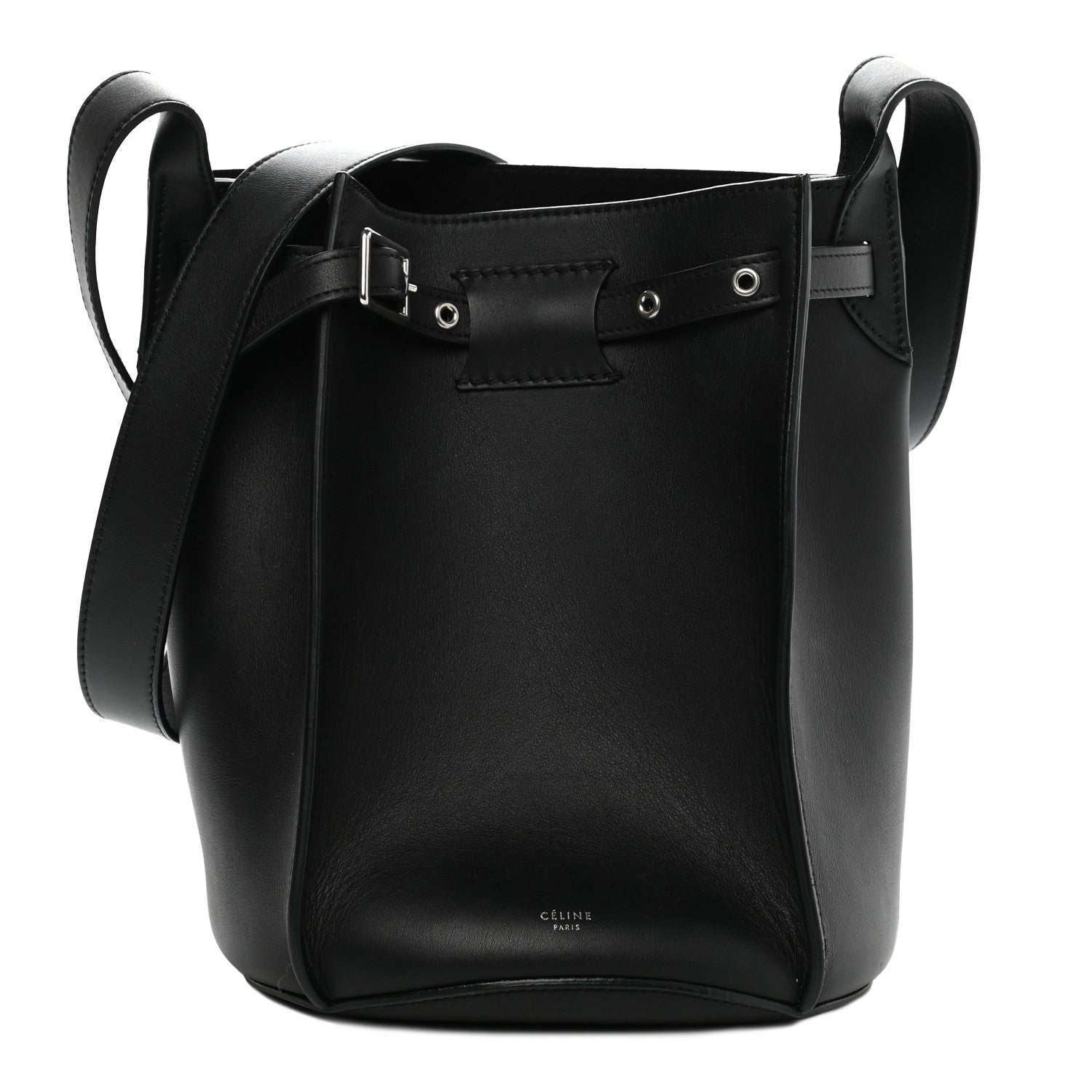Celine Smooth Calfskin Long Strap Big Bag Bucket Black 1 of 21