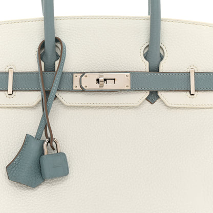 Hermes Togo Horseshoe Birkin 30 White Ciel 8 of 16