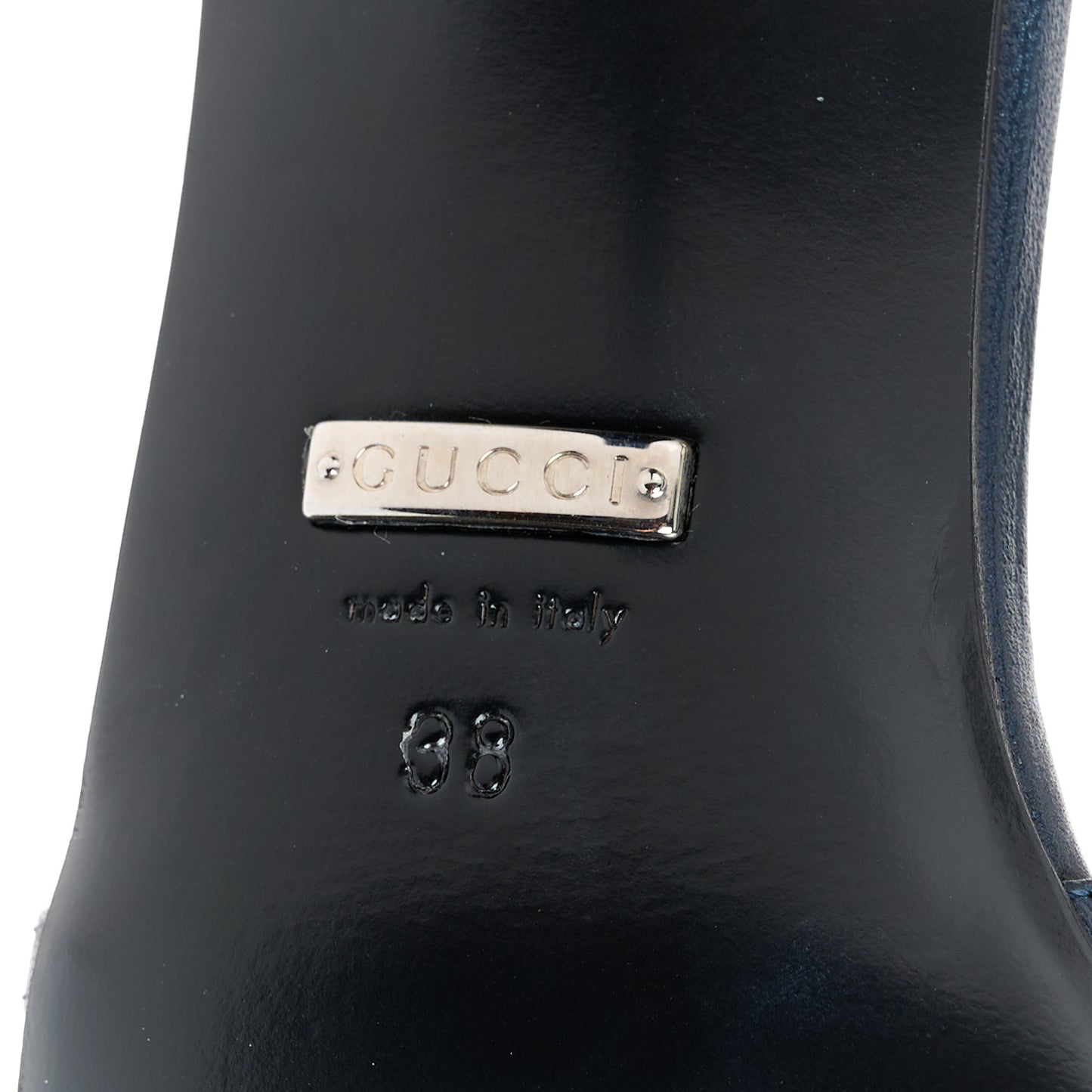 GG Monogram Malaga Kid Crystal Square G 75mm Slingback Pumps 38 Beige Blue