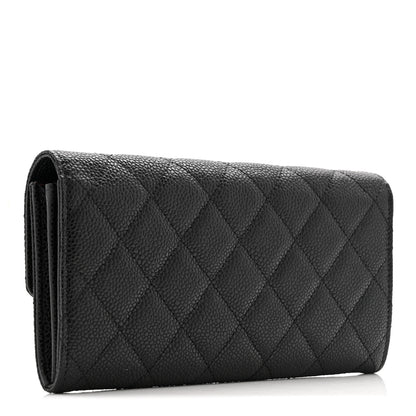Chanel Caviar Quilted Large Gusset Flap Wallet Black 3 of 10