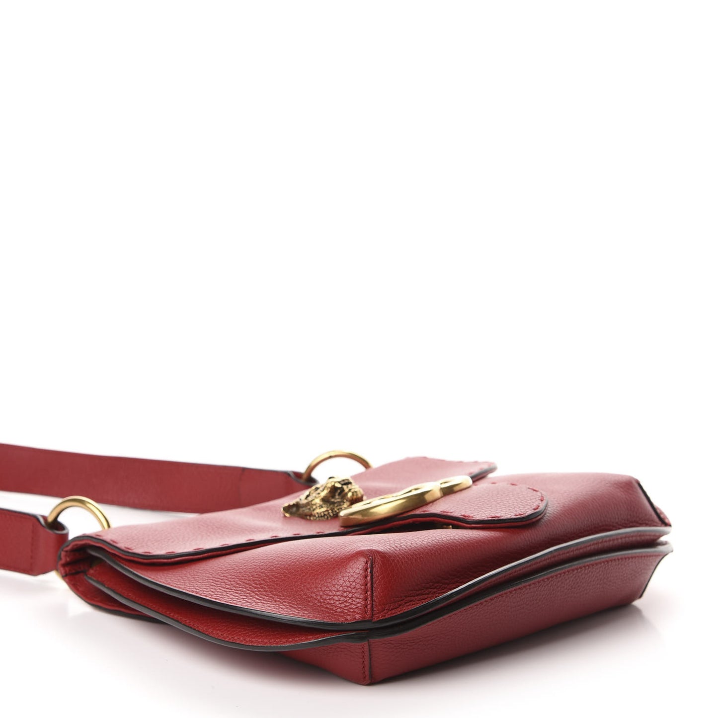 Cellarius Calfskin Feline GG Marmont Flap Shoulder Bag Vulcanic Red