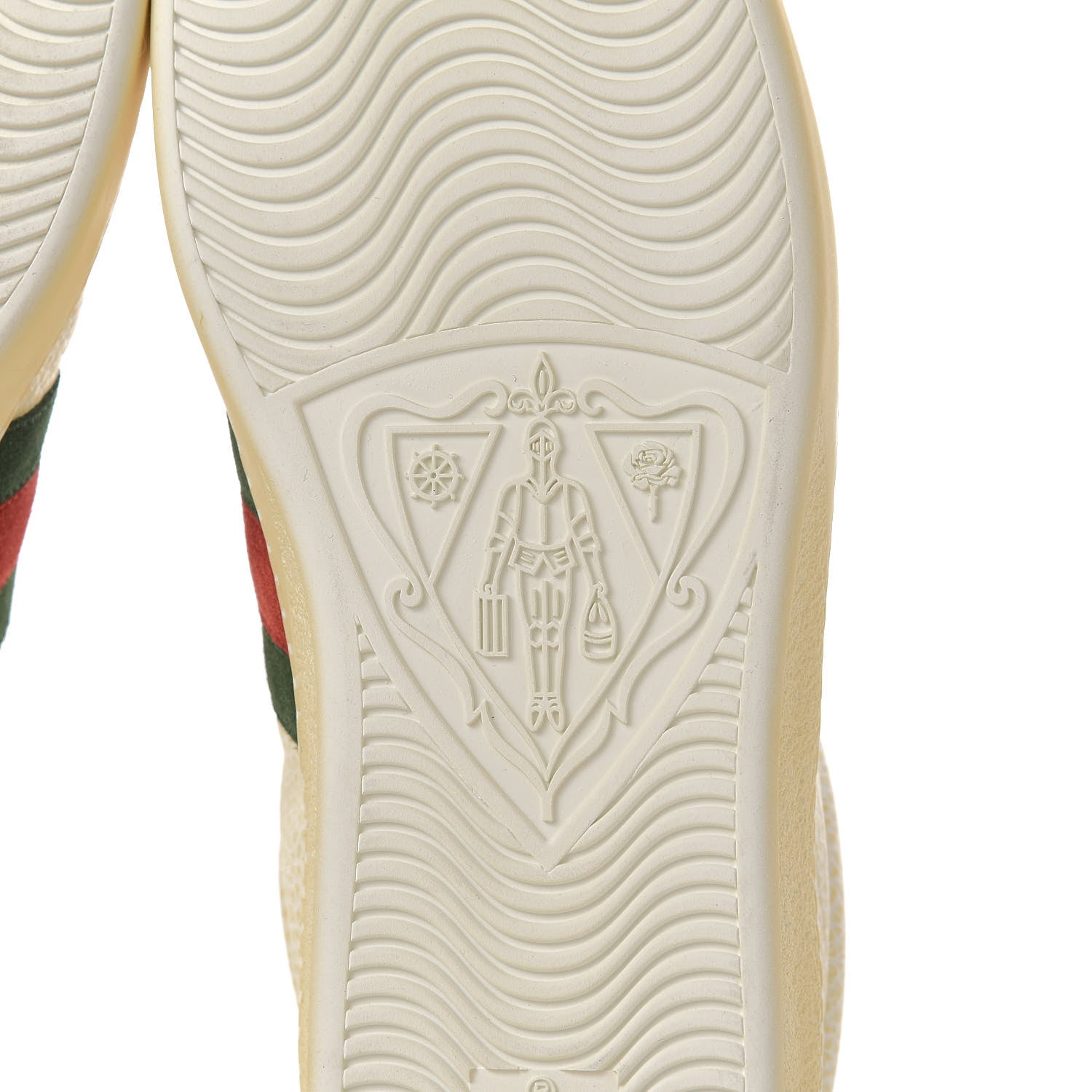 Gucci Grained Calfskin Ayers Mens Ace Sneakers 9.5 White Verde Rosso 8 of 10