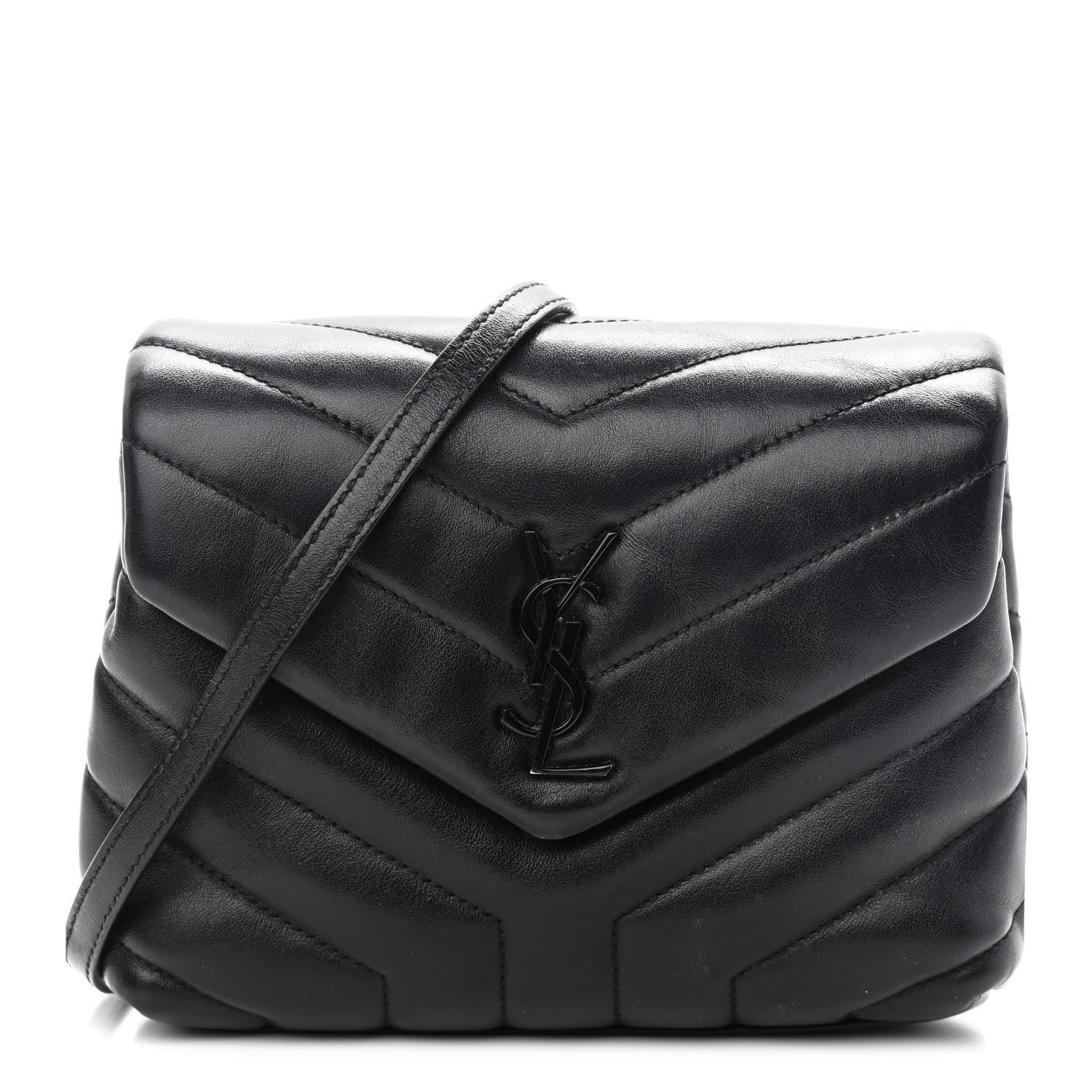 Saint Laurent Calfskin Y Quilted Monogram Toy Loulou Crossbody Bag Black 1 of 11