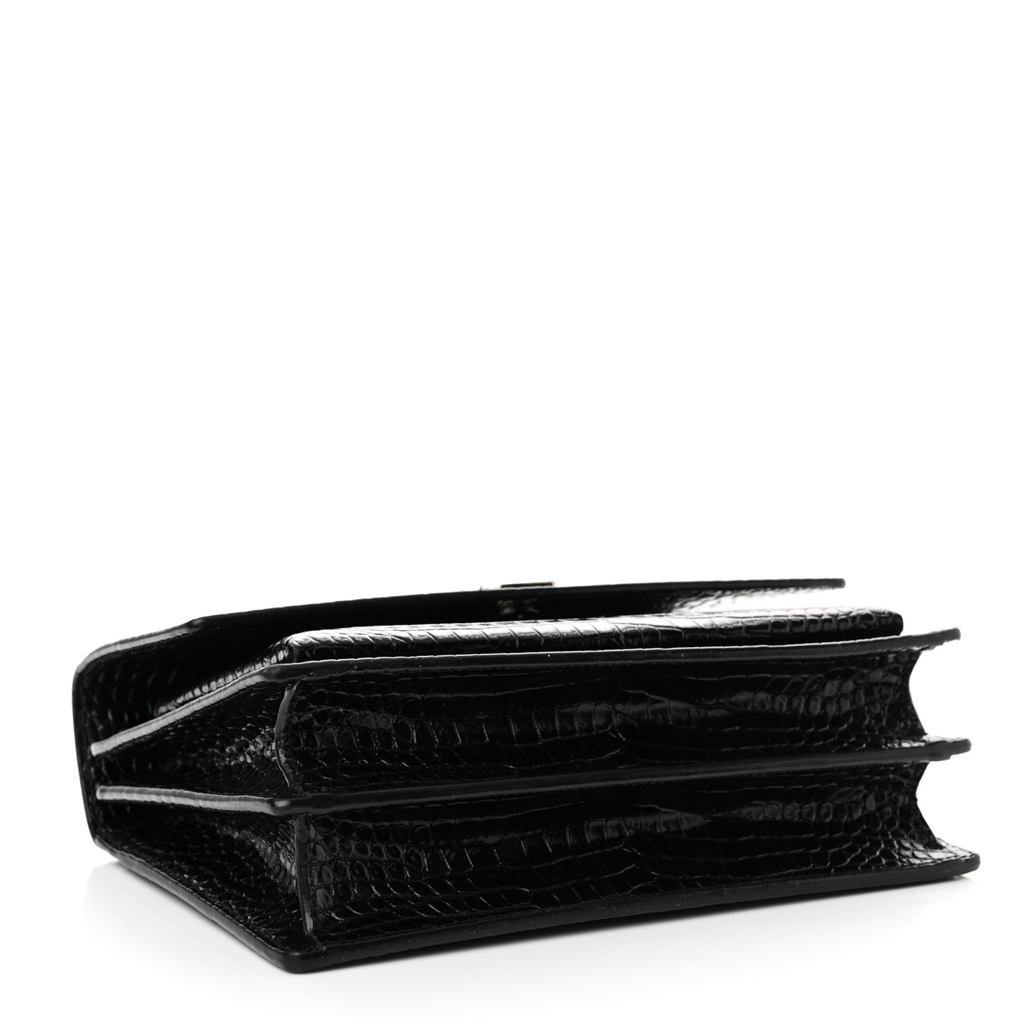 Calfskin Crocodile Embossed Medium Monogram Sunset Black