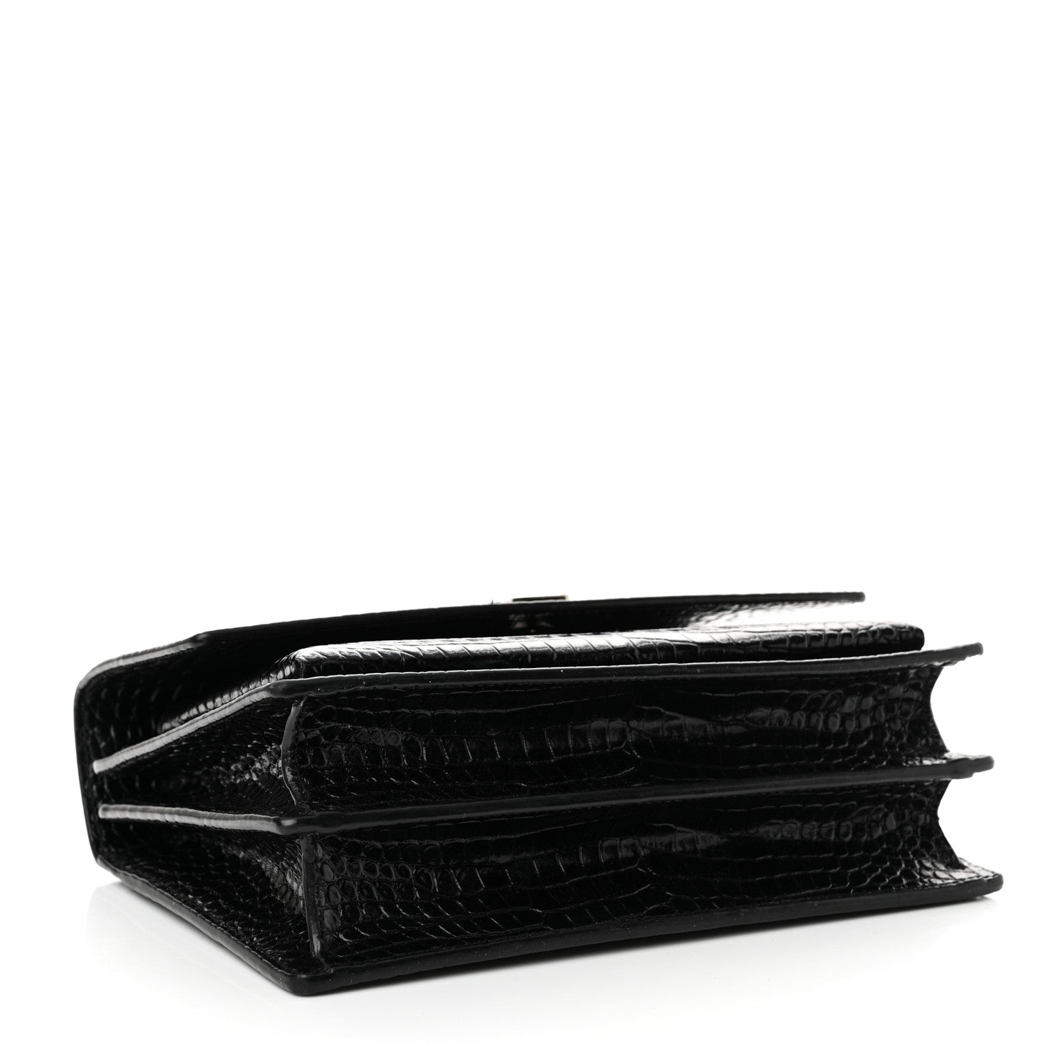 Saint Laurent Calfskin Crocodile Embossed Medium Monogram Sunset Black 4 of 12