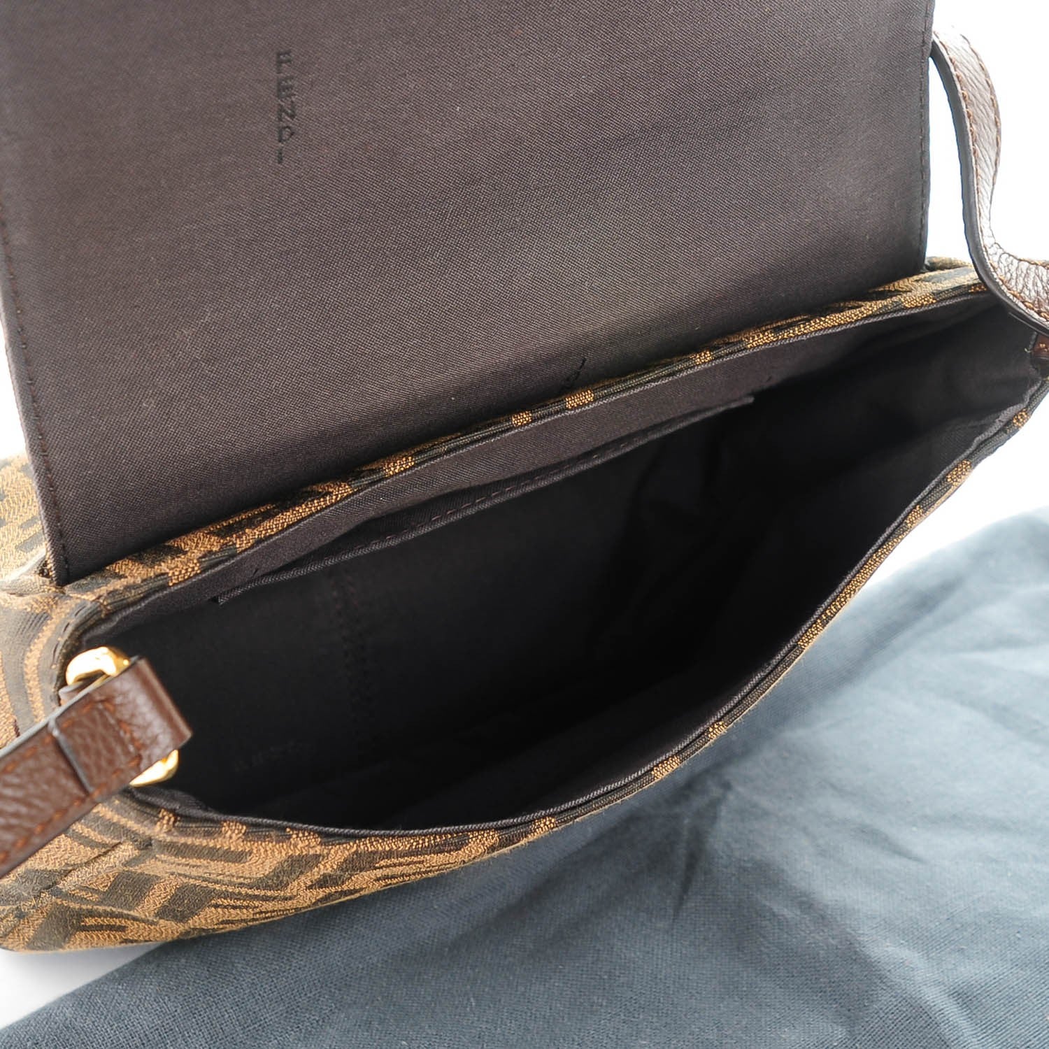 Fendi Zucca Vitello Artic Small Messenger Bag Tobacco Castagna 5 of 9