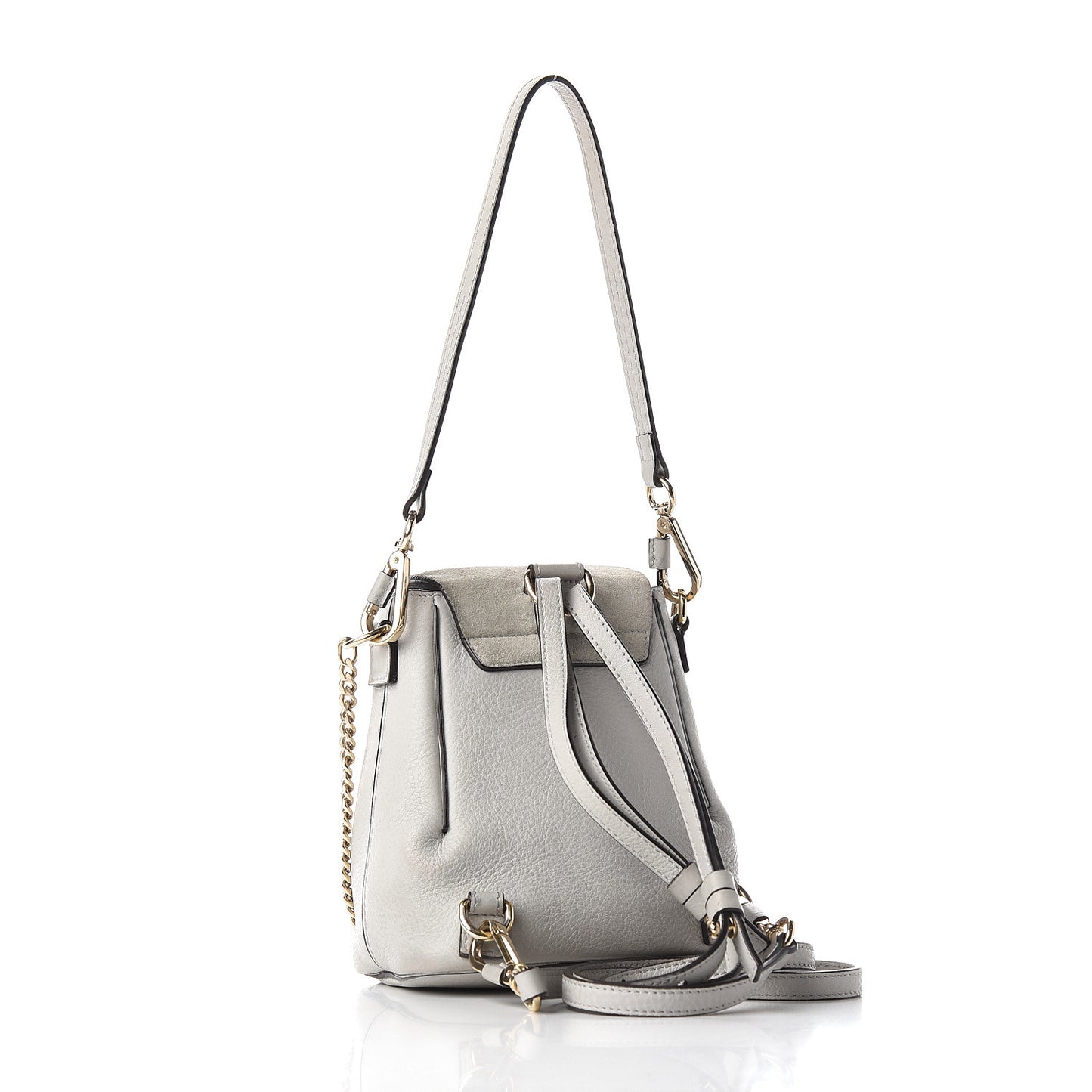 Suede Calfskin Mini Faye Backpack Airy Grey