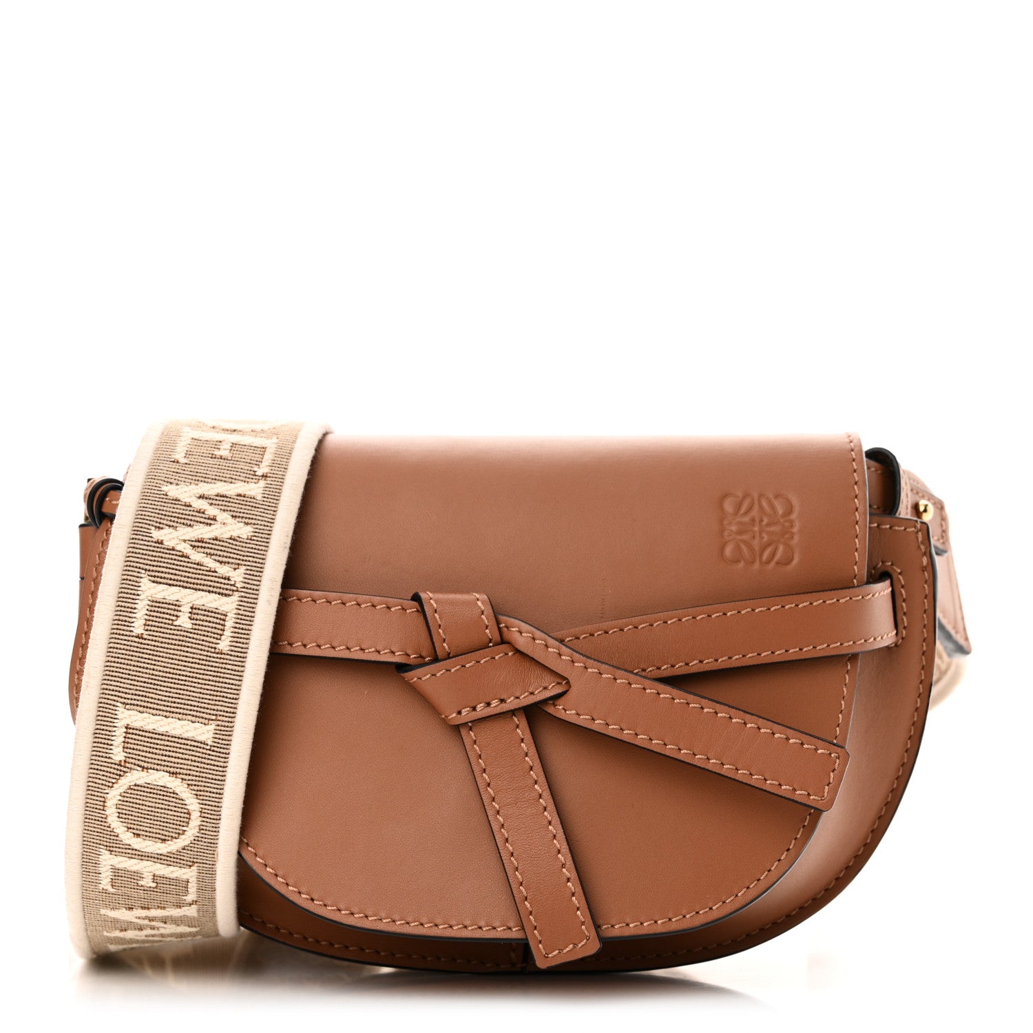 Loewe Calfskin Jacquard Mini Gate Dual Bag Tan 1 of 9