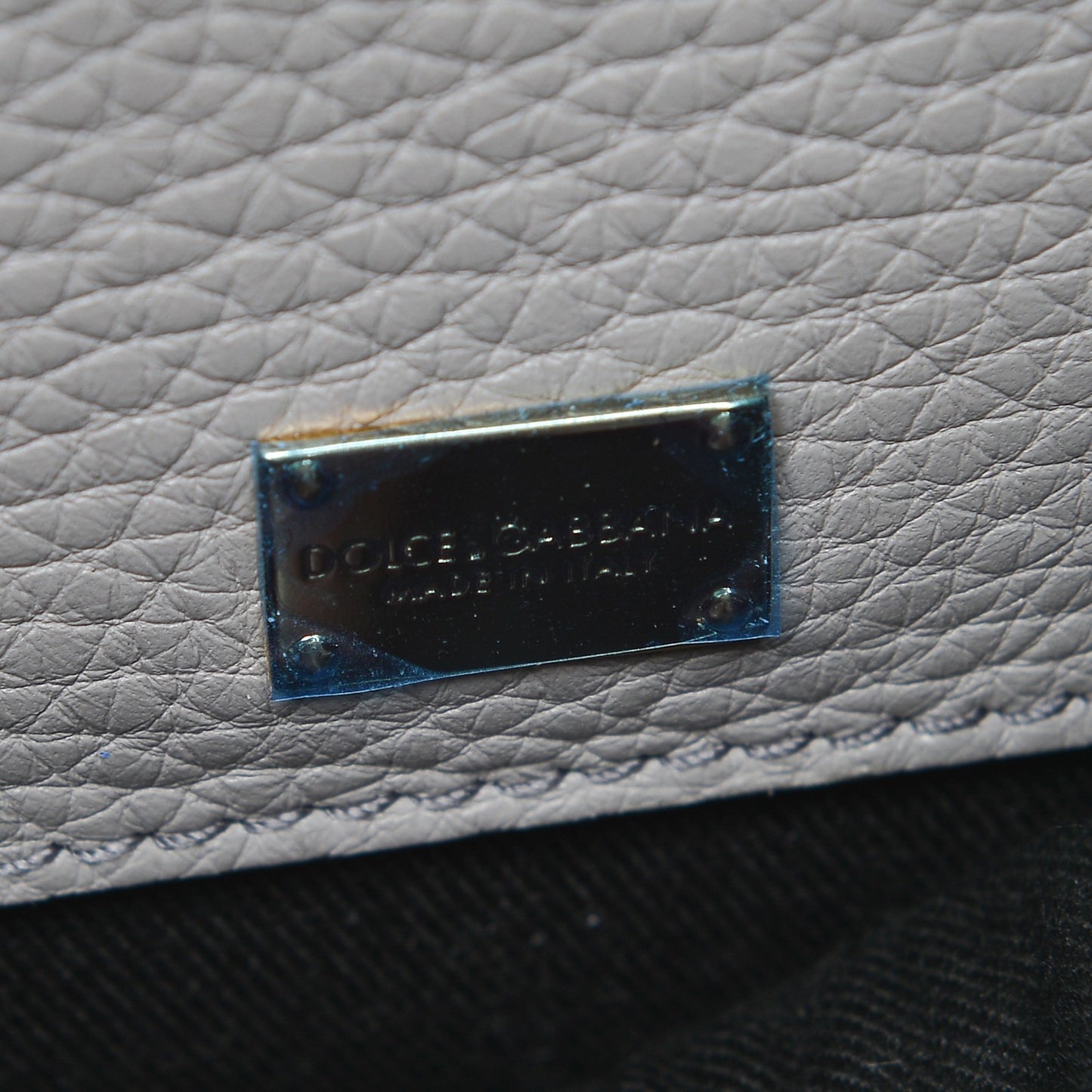Drummed Calfskin Rosaria Shoulder Bag Grigio