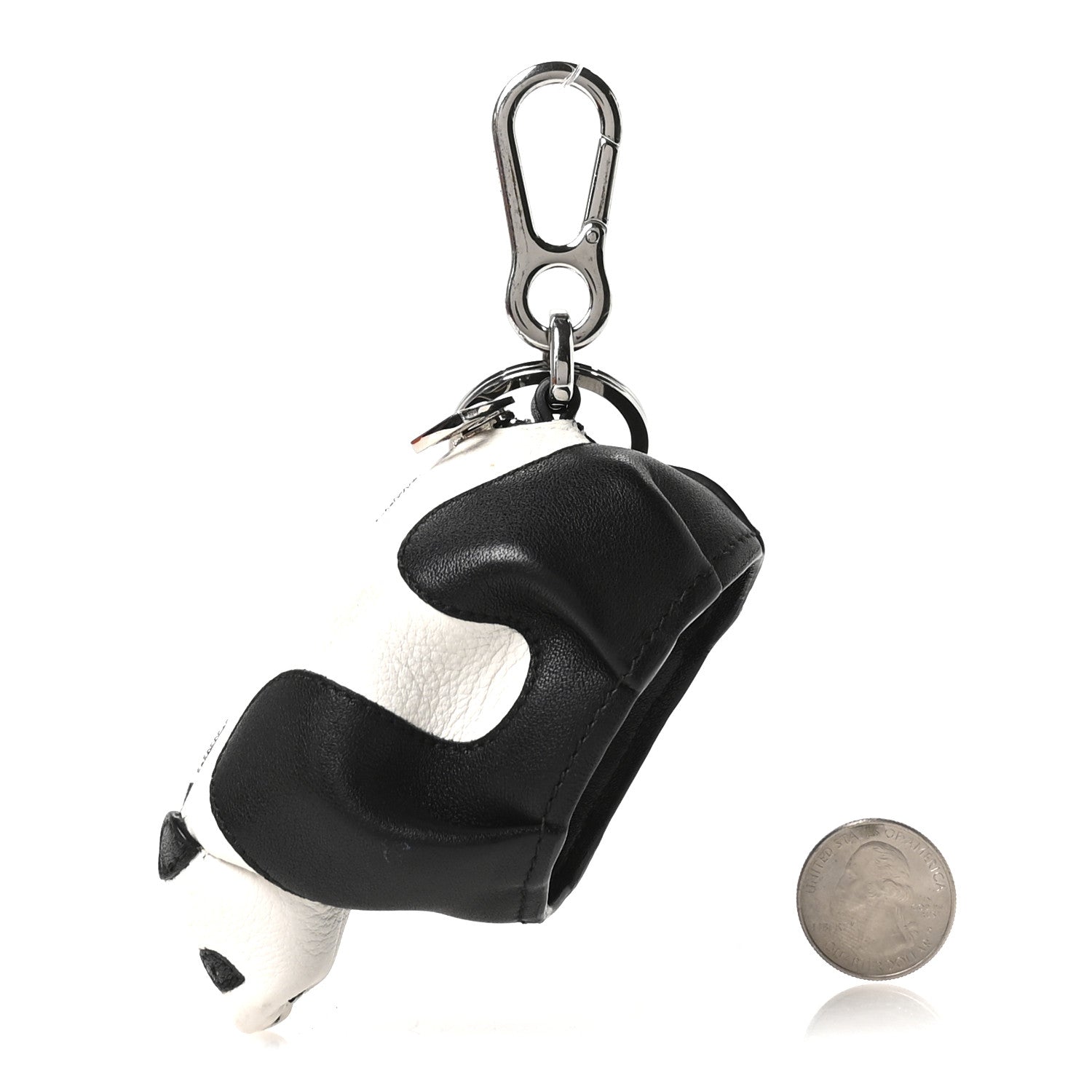 Loewe Calfskin Panda Coin Pouch Bag Charm Key Holder Black White 2 of 6