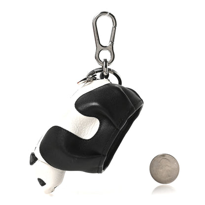 Loewe Calfskin Panda Coin Pouch Bag Charm Key Holder Black White 2 of 6
