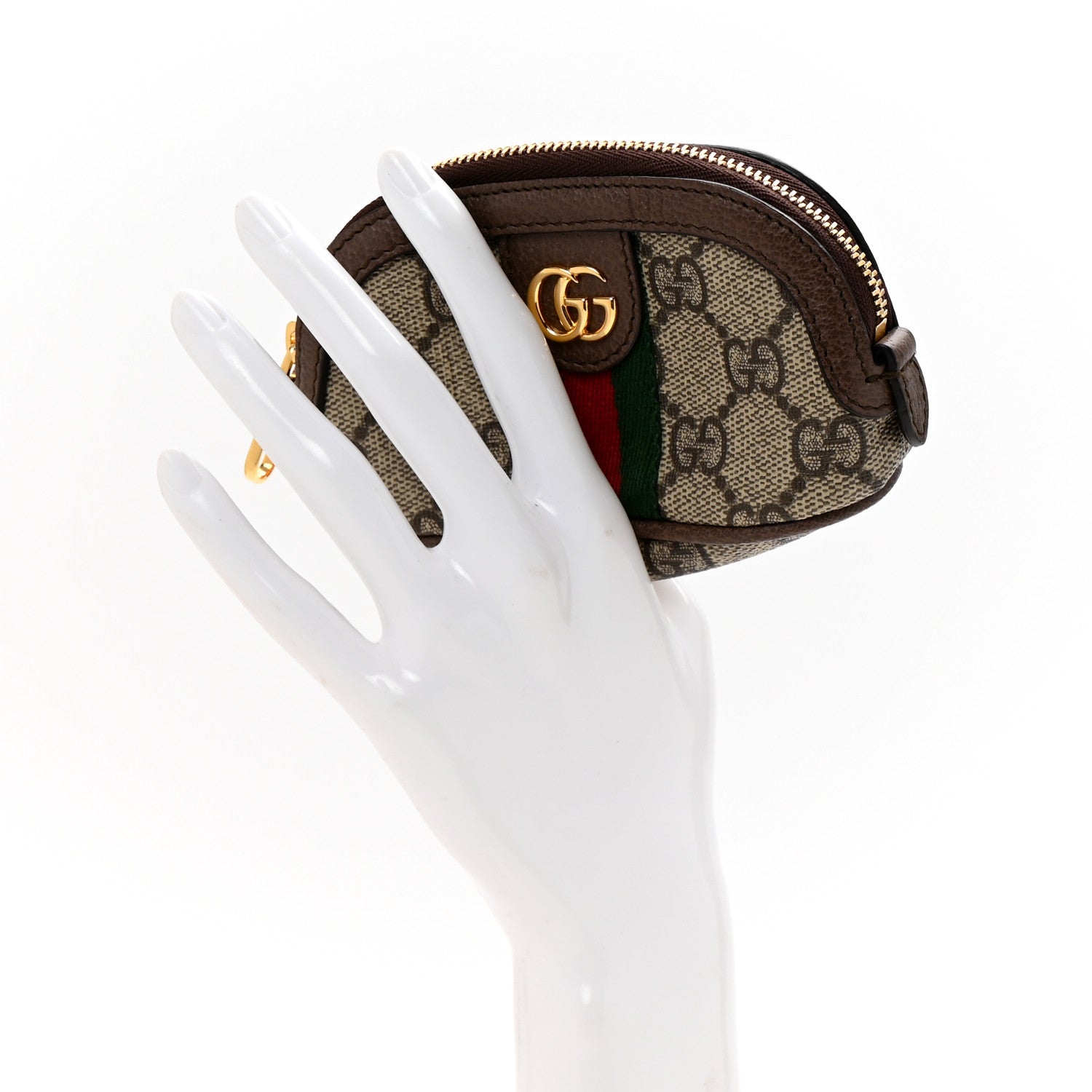 Gucci GG Supreme Monogram Web Ophidia Dome Key Pouch Beige New Acero 2 of 8