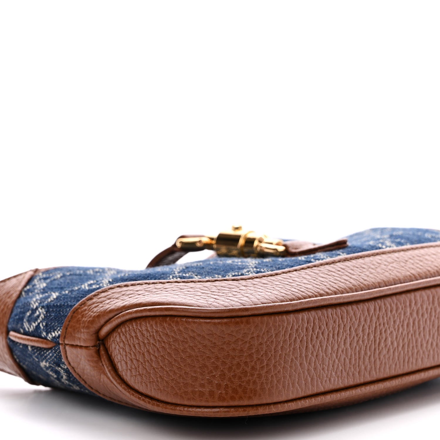 Gucci New Denim GG Monogram Calfskin Mini Jackie 1961 Hobo Blue Tea Cuir 8 of 9