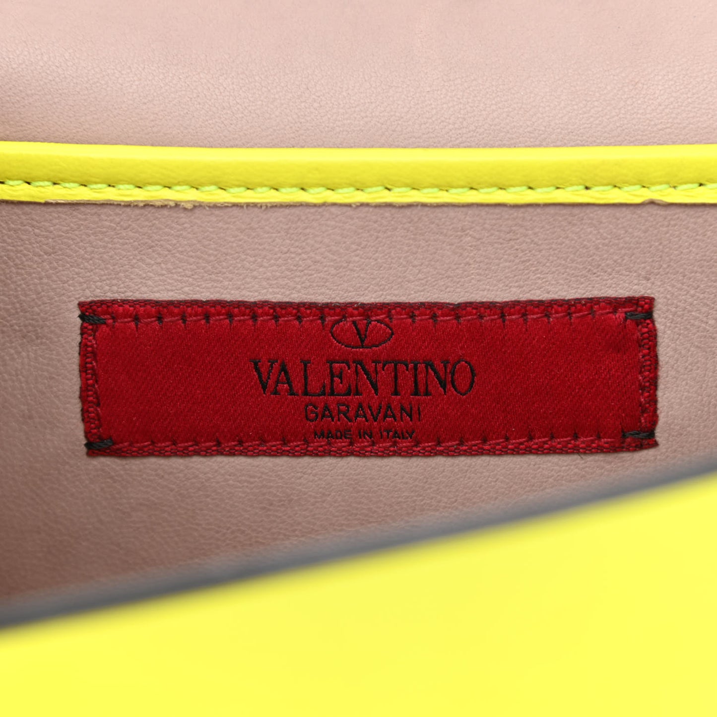 Calfskin Rockstud Top Handle Crossbody Bag Yellow Fluo