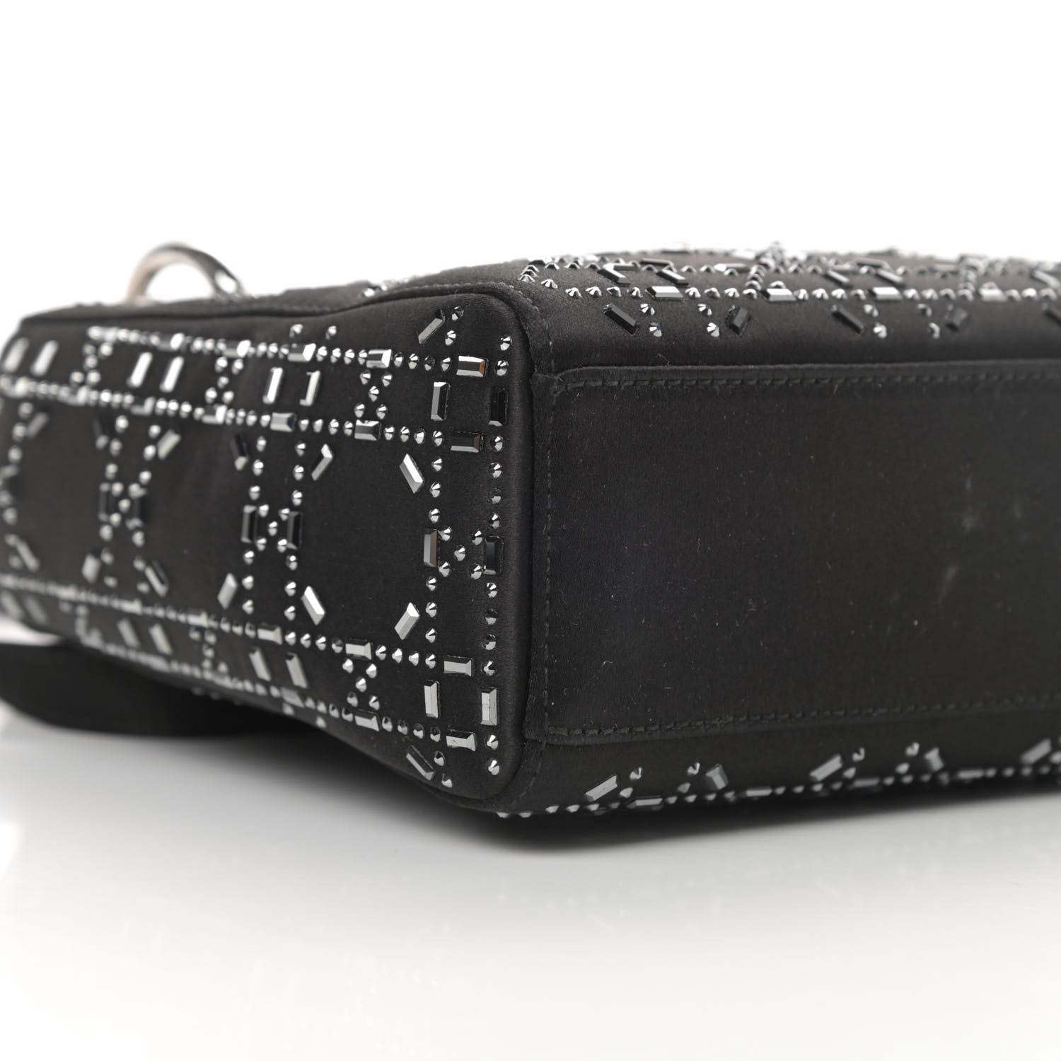 Christian Dior Satin Crystal Cannage Mini Lady Dior Black 9 of 12