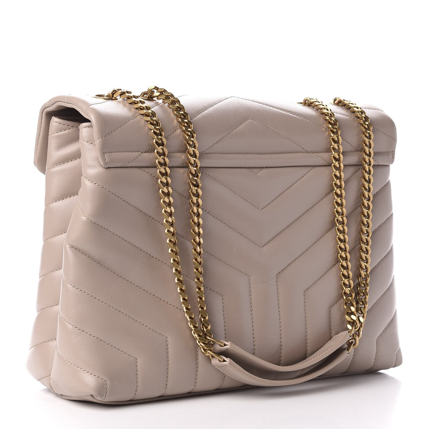 Calfskin Y Quilted Monogram Medium Loulou Chain Satchel Light Natural