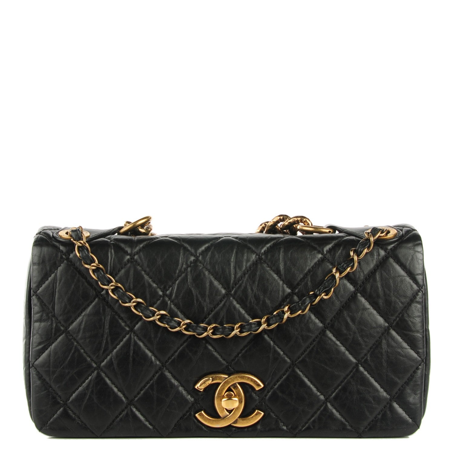 Chanel Aged Calfskin Quilted Small Pondichery Flap Black 1 of 8