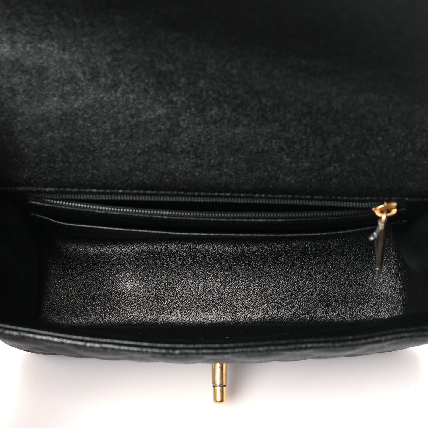 Caviar Quilted Mini Top Handle Rectangular Flap Black