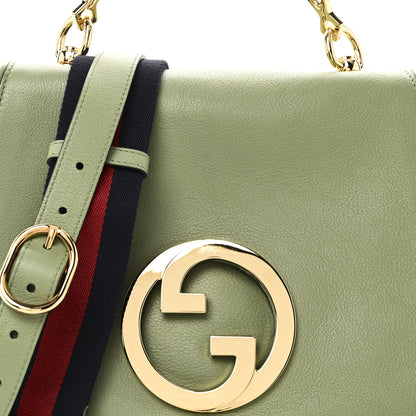 Gucci Roxy Calfskin Web Medium Blondie Top Handle Shoulder Flap Bag Salamander Green 8 of 10