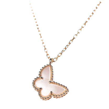 Van Cleef & Arpels 18K Yellow Gold Mother of Pearl Sweet Alhambra Butterfly Pendant Necklace 4 of 9