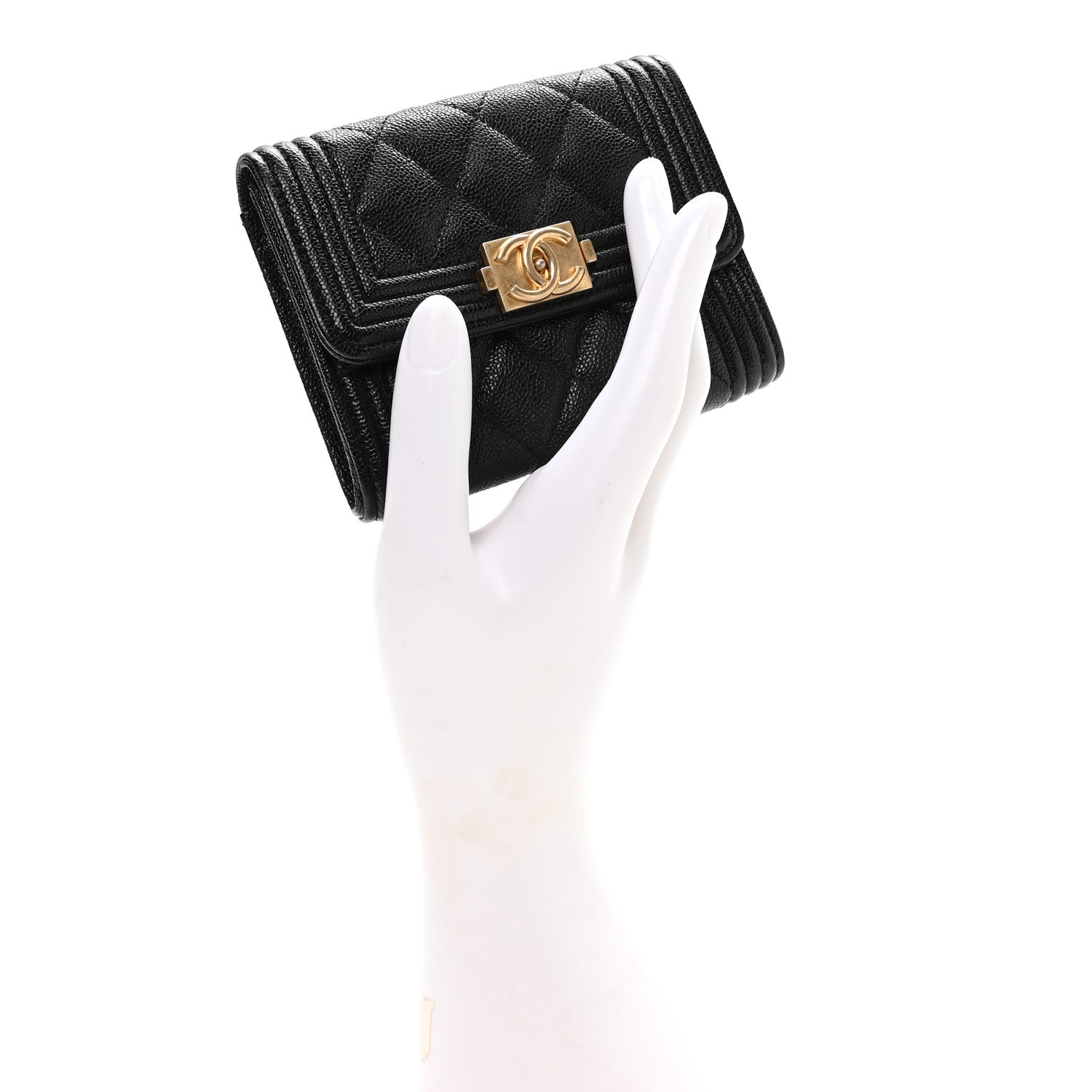 Chanel Caviar Quilted Boy Flap Card Holder Black 2 of 9