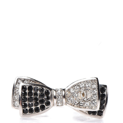 Chanel Crystal Bow Ring 6 Black Silver 1 of 5