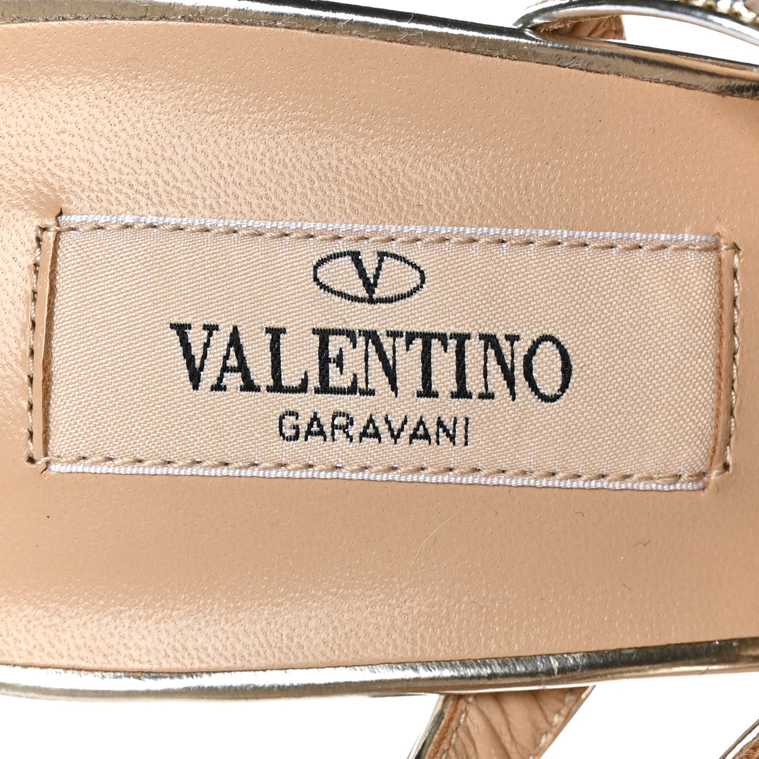 Valentino Garavani Metallic Pebbled Calfskin Patent Rockstud Ankle Strap 65mm Pumps 37.5 Sasso 6 of 7
