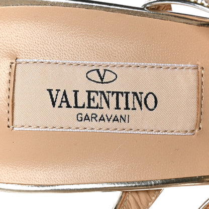 Valentino Garavani Metallic Pebbled Calfskin Patent Rockstud Ankle Strap 65mm Pumps 37.5 Sasso 6 of 7