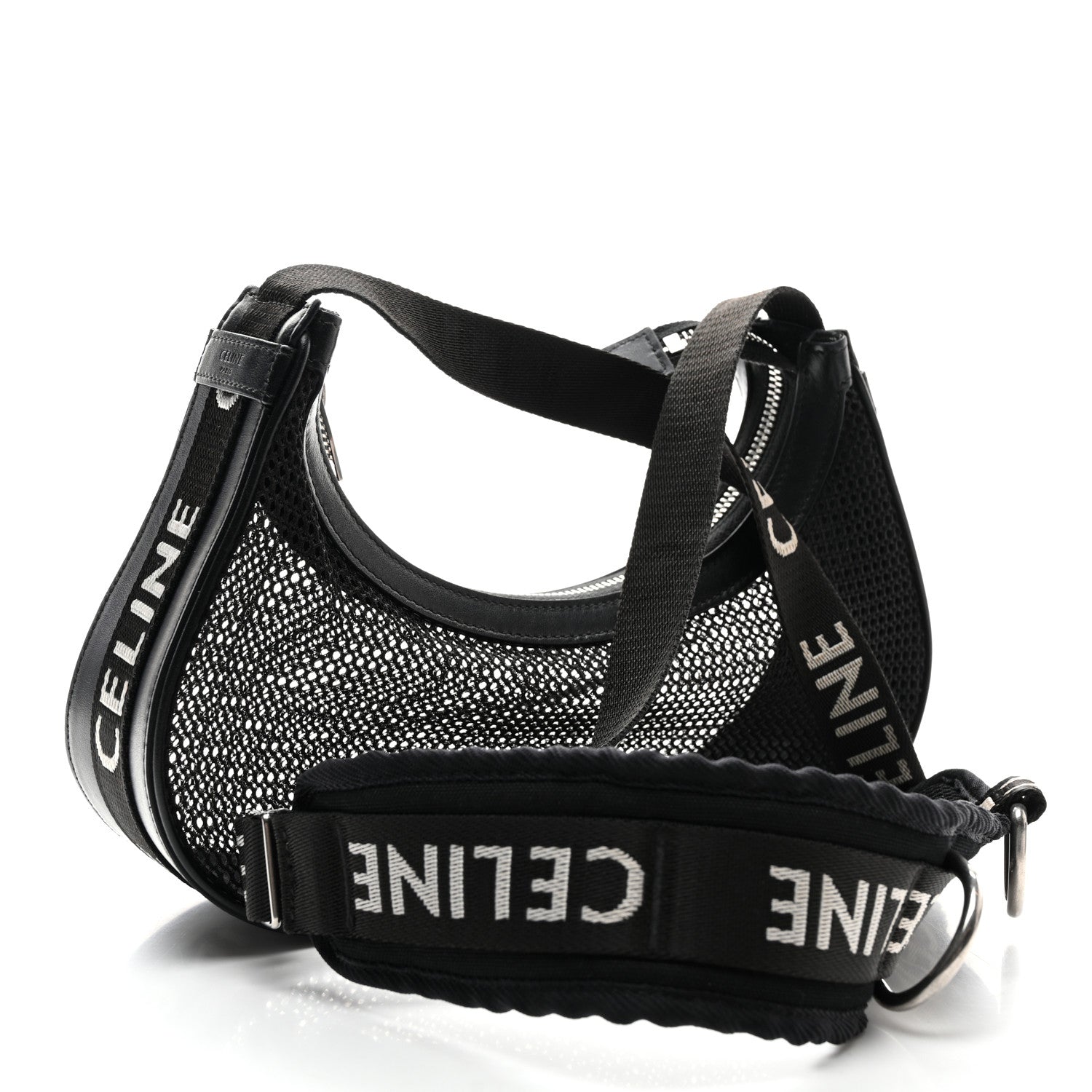 Celine Mesh Ava Trekking Shoulder Bag Black 3 of 10
