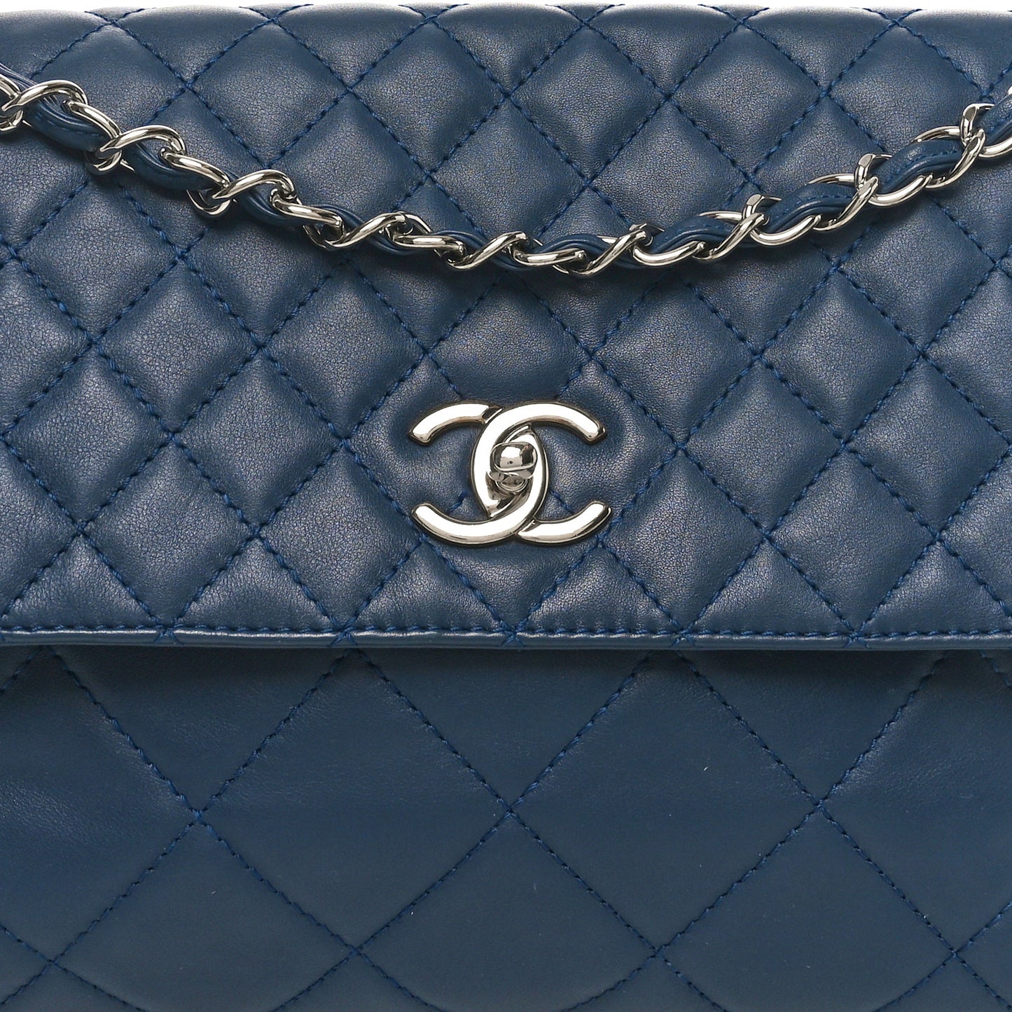 Calfskin Quilted In the Business Flap Dark Navy Blue