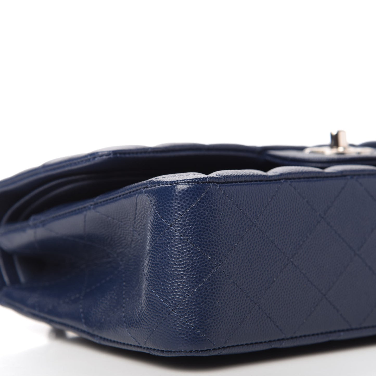 Caviar Quilted Medium Double Flap Navy