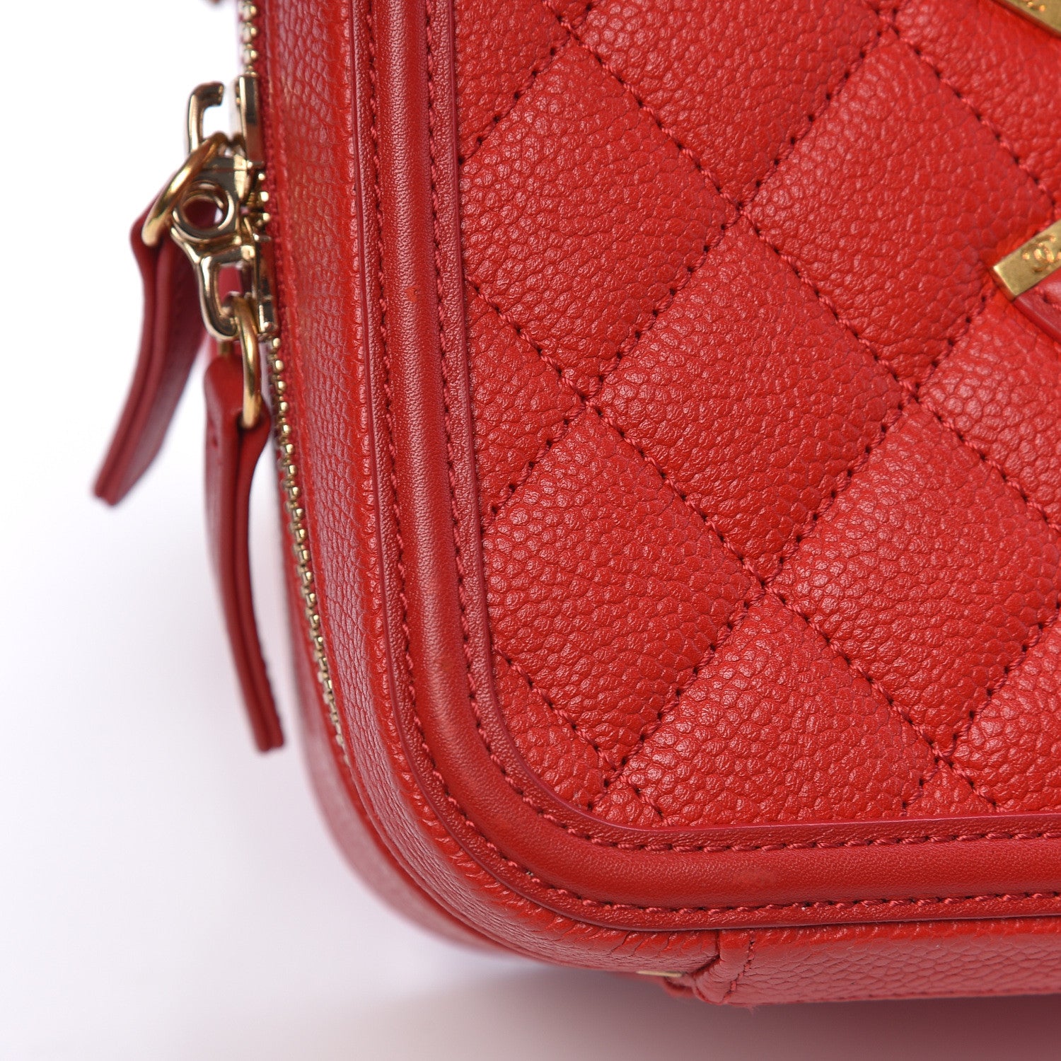 Chanel Caviar Quilted Medium CC Filigree Vanity Case Red 12 of 13
