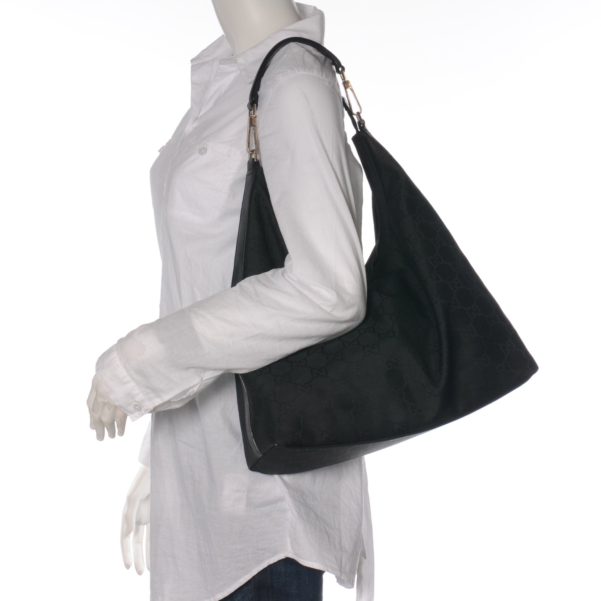 Gucci Nylon Monogram Hobo Black 2 of 7