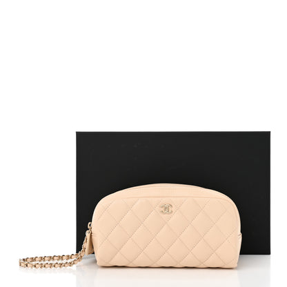 Chanel Caviar Quilted Toiletry Case With Chain Beige 11 of 11