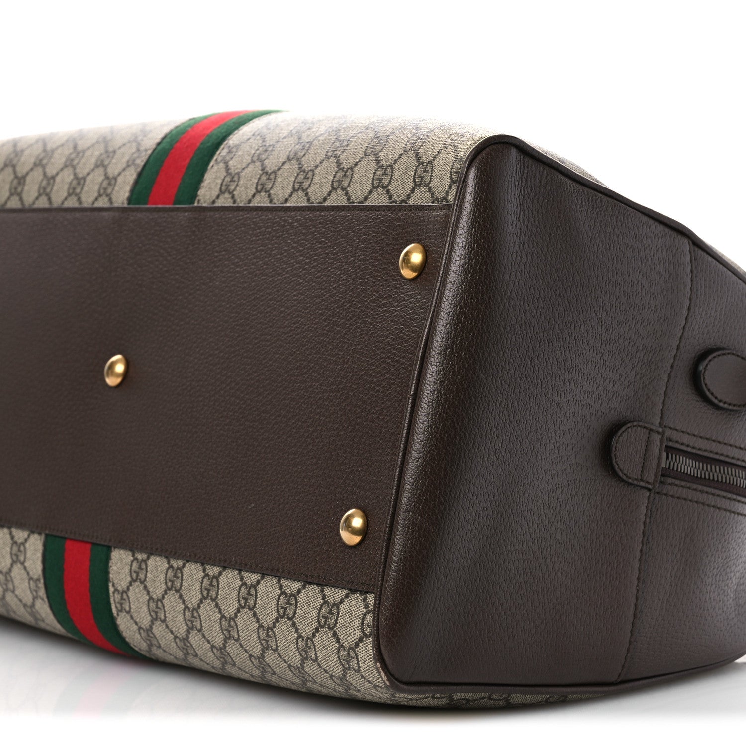 Gucci GG Supreme Monogram Textured Dollar Calfskin Web Large Savoy Bowling Bag Beige Ebony New Acero 9 of 9