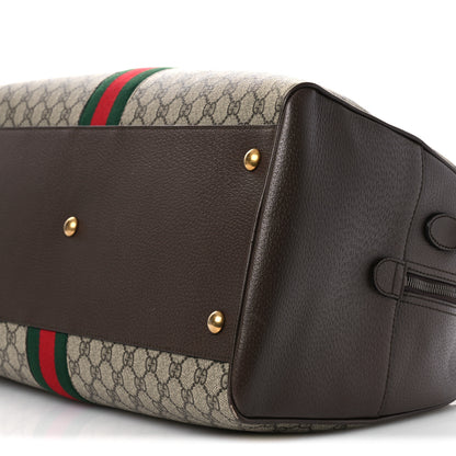 Gucci GG Supreme Monogram Textured Dollar Calfskin Web Large Savoy Bowling Bag Beige Ebony New Acero 9 of 9