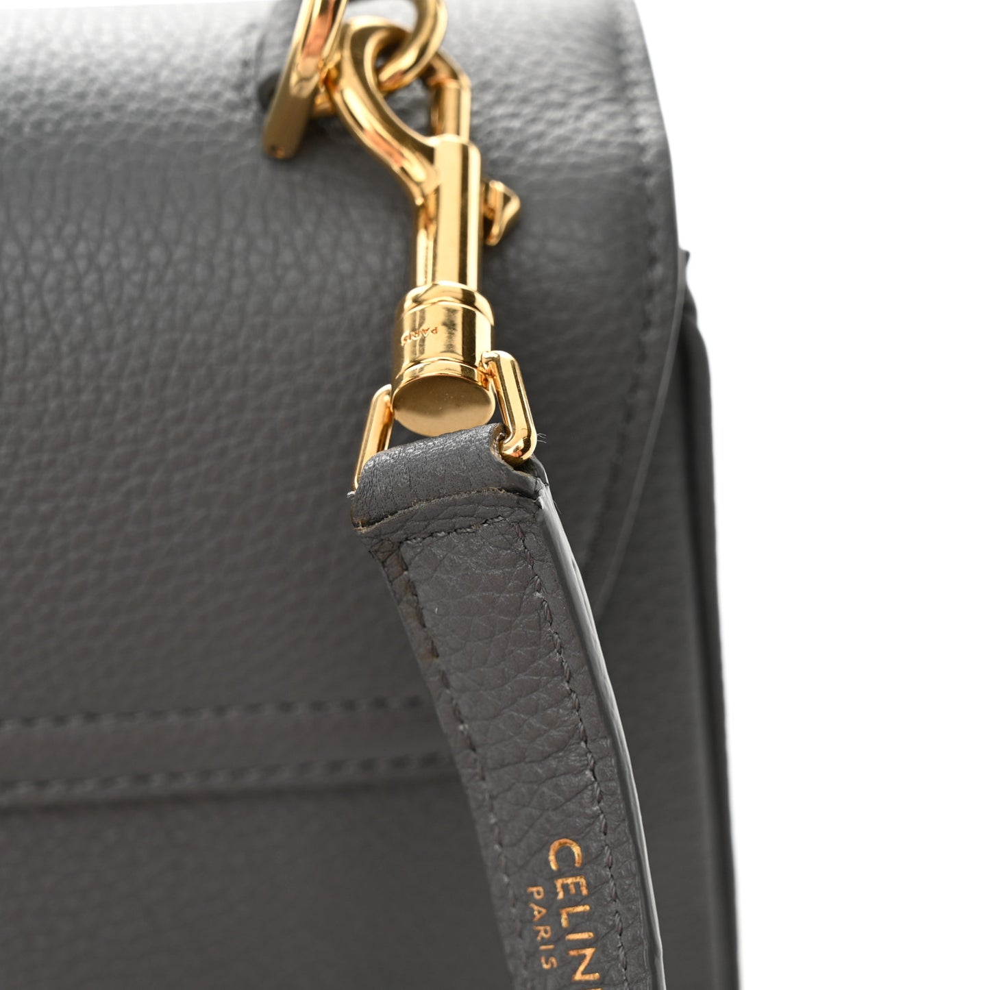 Grained Calfskin Small 16 Top Handle Bag Medium Grey