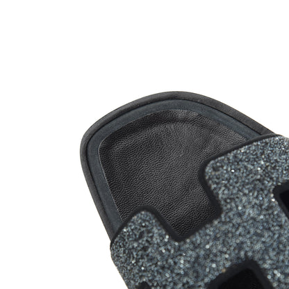 Hermes Suede Goatskin Crystal Oran Sandals 35.5 Bleu Gris 15 of 17