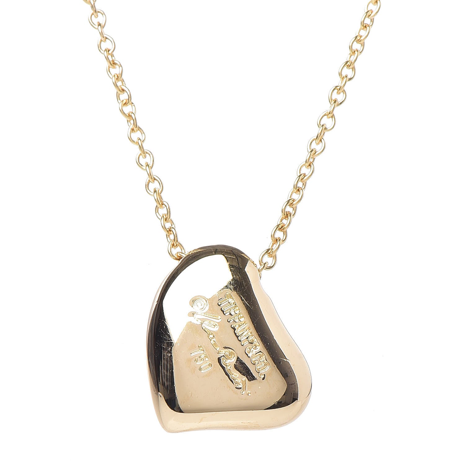 Tiffany 18K Yellow Gold 11mm Elsa Perretti Full Heart Pendant Necklace 5 of 7