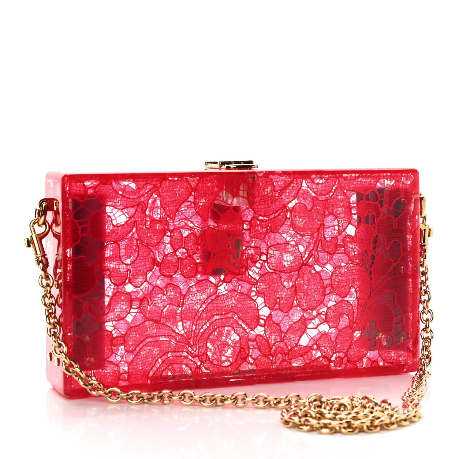 Dolce & Gabbana Plexiglass Lace Dolce Box Clutch Red 3 of 8