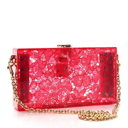 Dolce & Gabbana Plexiglass Lace Dolce Box Clutch Red 3 of 8
