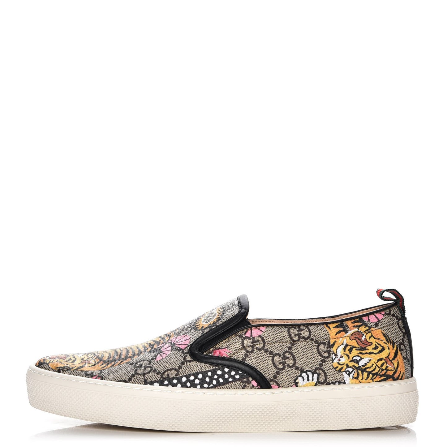 GG Supreme Monogram Bengal Womens Dublin Slip On Sneakers 38.5 Beige Pink