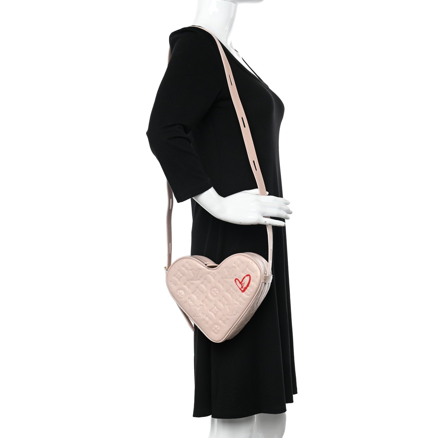 Louis Vuitton Lambskin Embossed Monogram Fall In Love Sac Coeur Light Pink 2 of 9