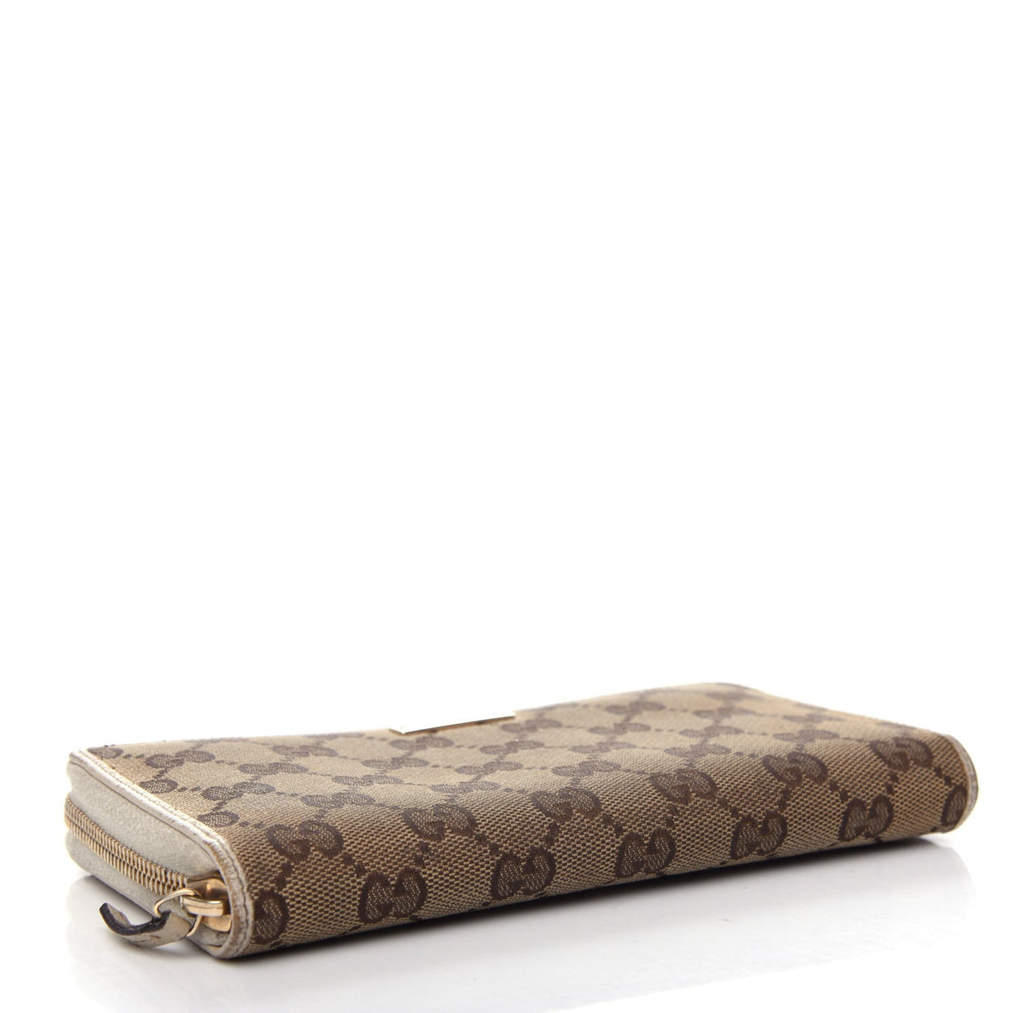 Monogram Metal Bar Zip Around Wallet Beige Ebony Off White