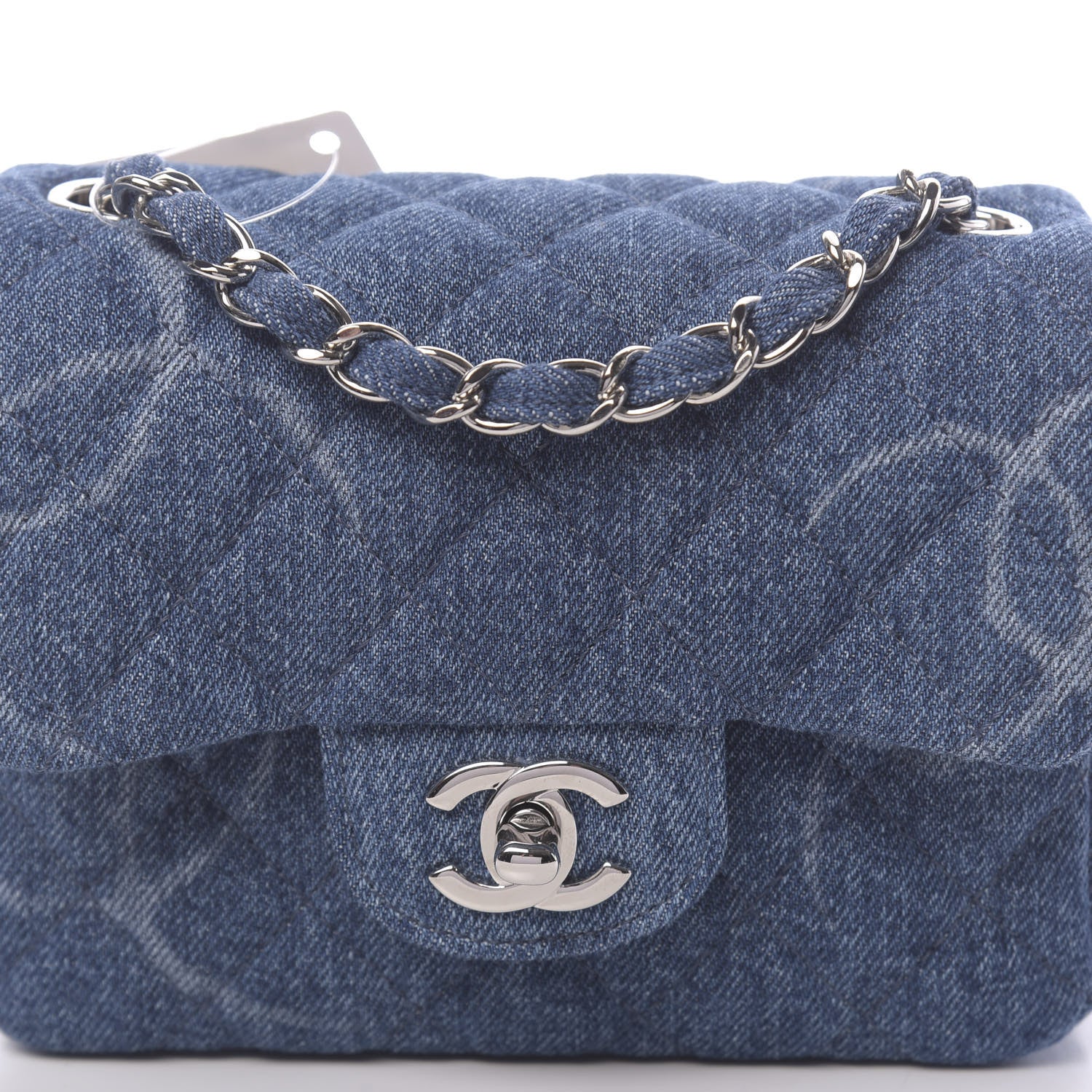 Chanel Denim CC Quilted Mini Square Flap Blue 10 of 11