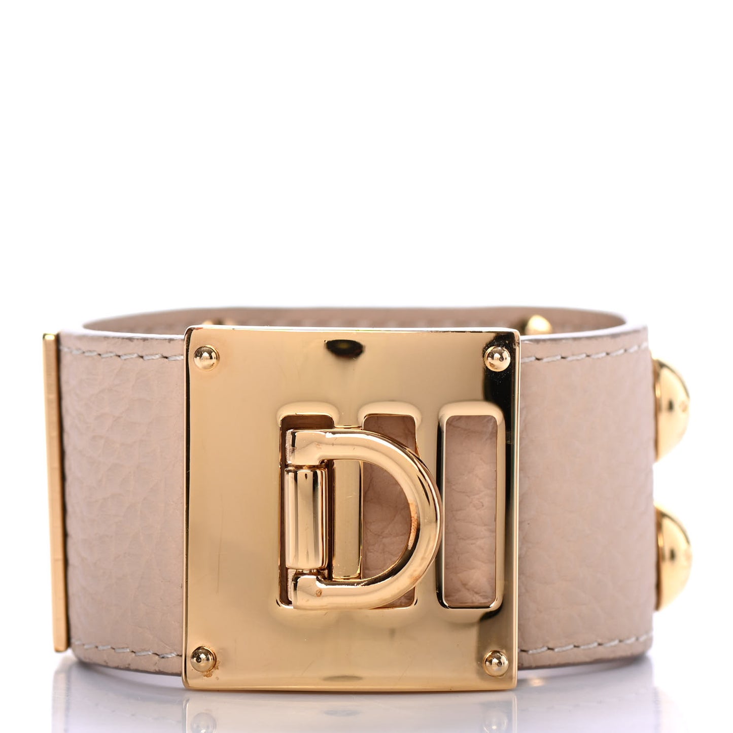 Calfskin So LV Cuff Bracelet 17 Beige