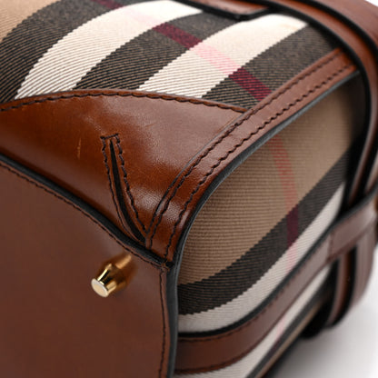 Burberry House Check Bridle Calfskin Medium Alchester Bowling Bag Dark Tan 10 of 10