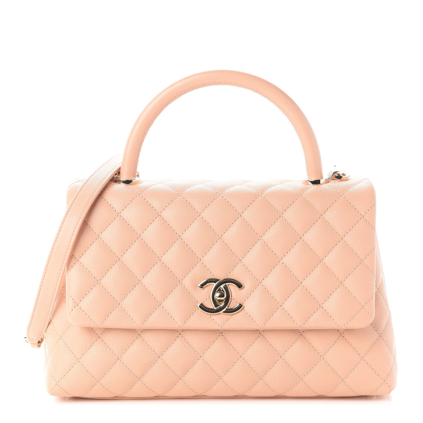 Caviar Quilted Small Coco Handle Flap Light Pink